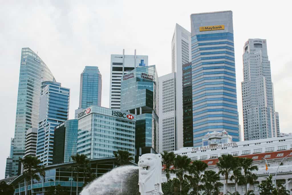 Singapore financial district where entrepreneurs open corporate bank accounts