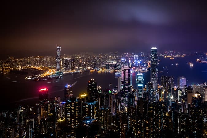 Night skyline of Hong Kong where foreigners set up companies through official registration