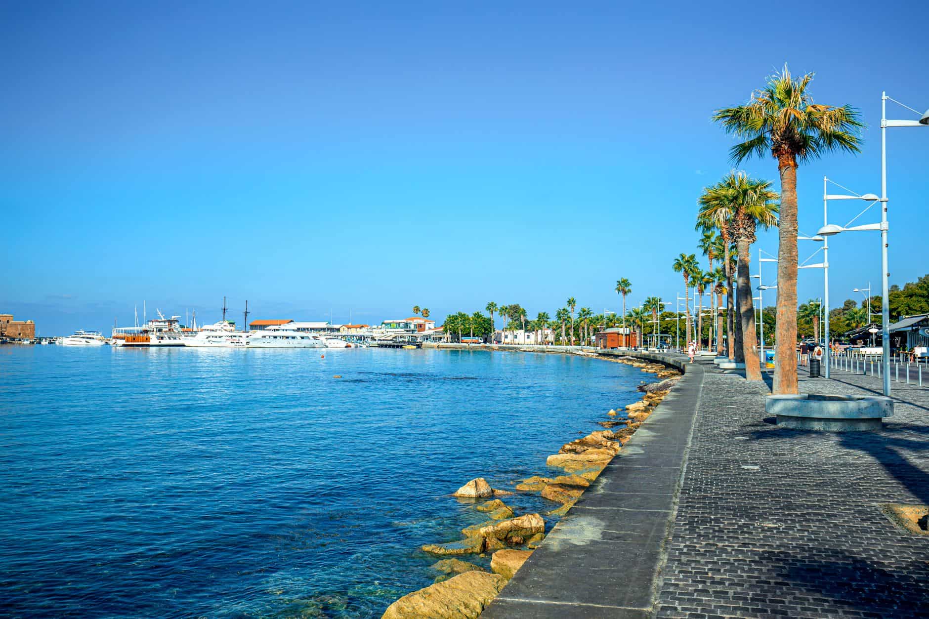 Peaceful Mediterranean harbour in Cyprus where global talent relocates for competitive employment conditions
