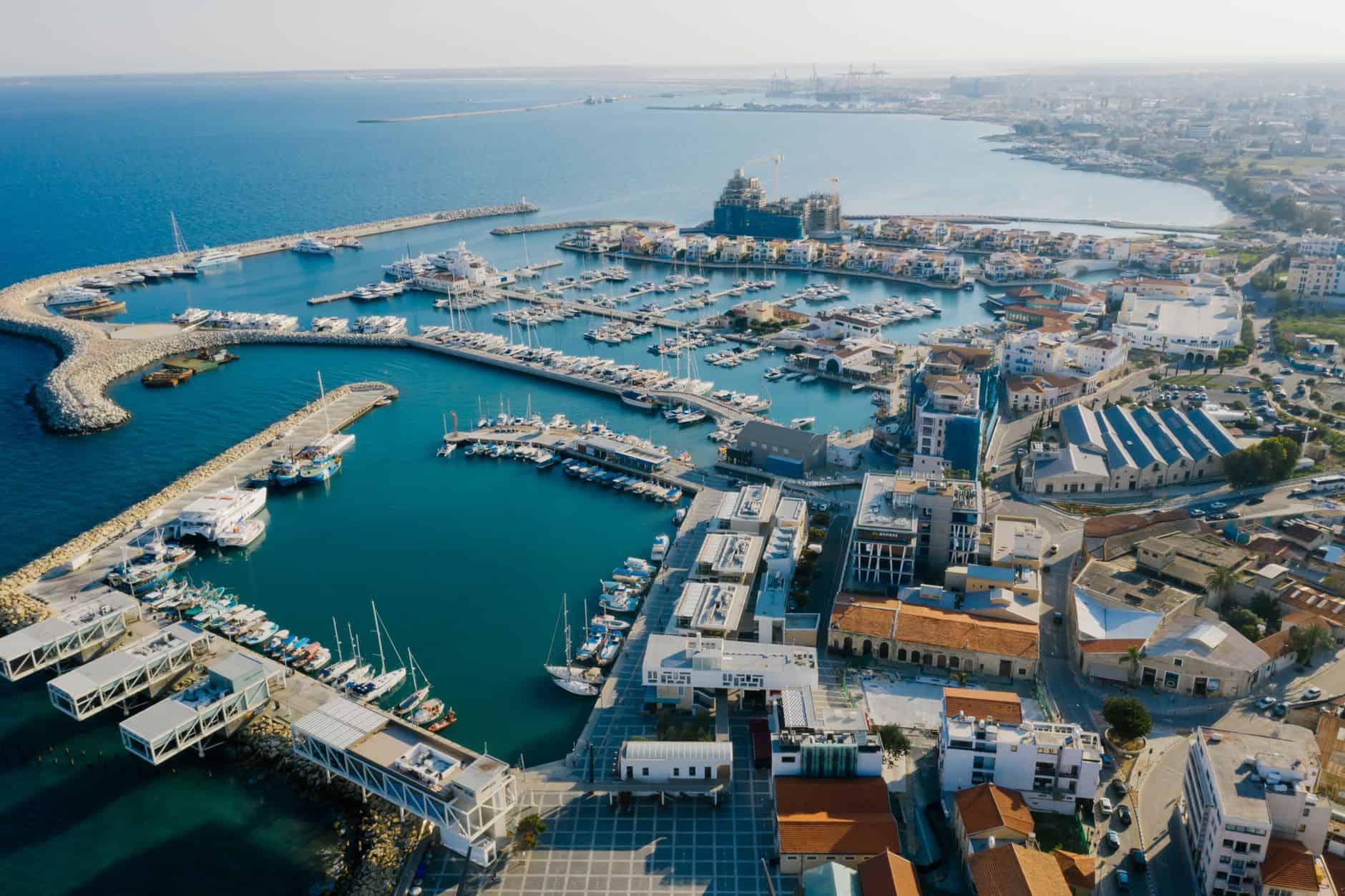 Aerial view of Limassol Marina illustrating the financial hub attracting tax-savvy entrepreneurs