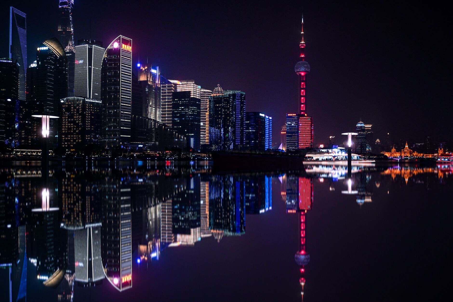 Shanghai Pudong skyline at night illustrating how China offshore trust tax applies globally