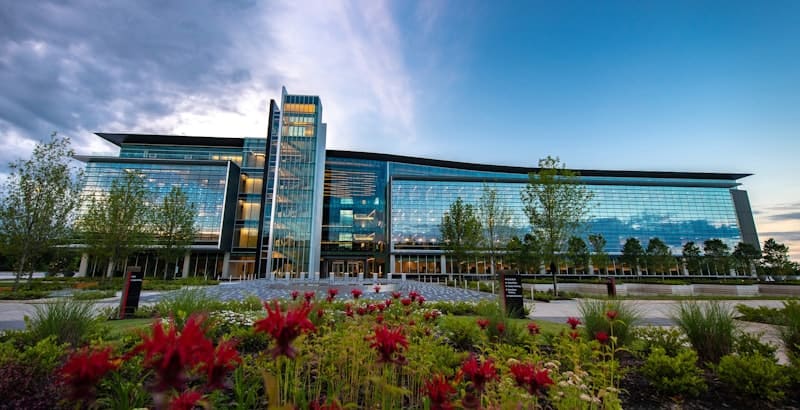 Modern bank headquarters where founders evaluate business banking structures