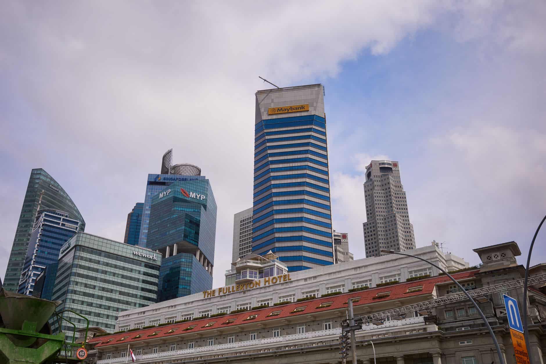 Fullerton Hotel and Singapore skyscrapers symbolising the carried interest exemption for fund managers