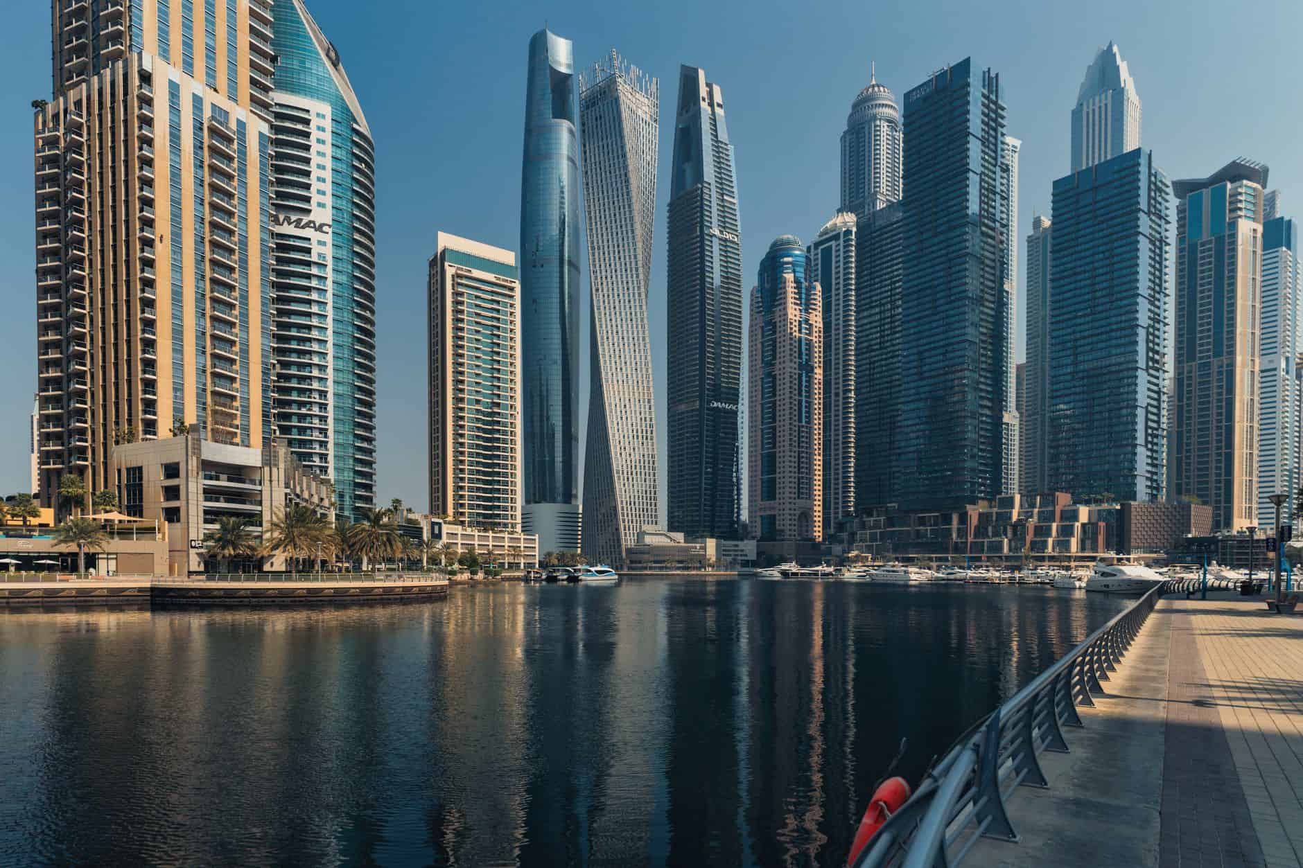 Dubai Marina towers reflecting special scenarios in end-of-service benefit calculations