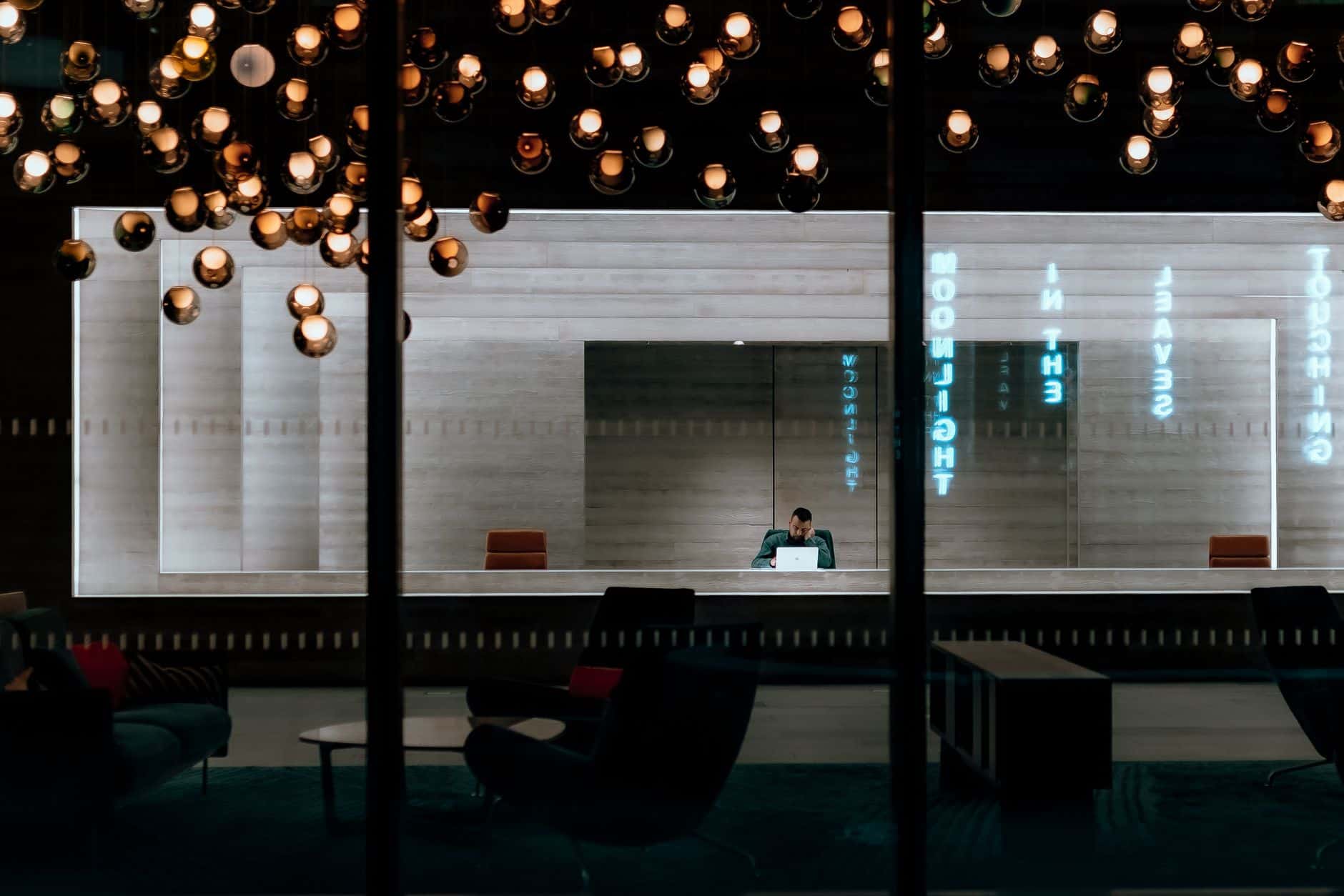 Modern office lobby where businesses plan prevention steps and account reactivation strategies